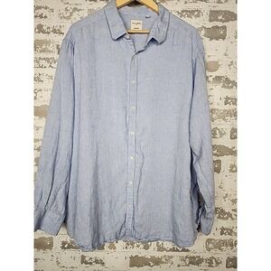 Baird Mcnutt Murano Linen Shirt Mens 3XB Blue Long Sleeve‎ Button Up